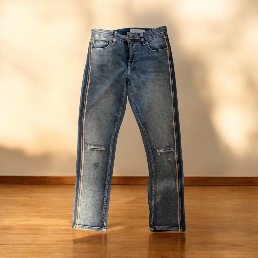 Pilcro Slim Denim Jeans with Contrasting Side Stripes